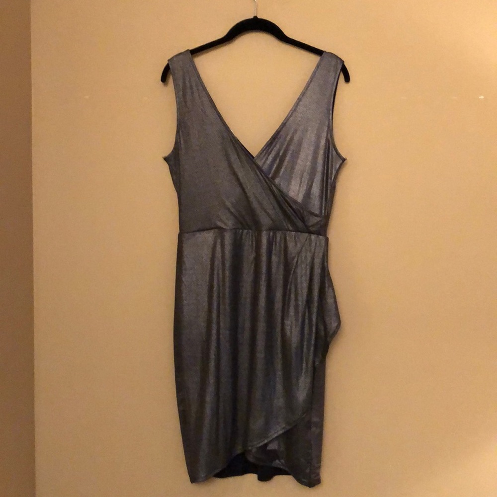 Metallic, Faux Wrap Dress, Size M